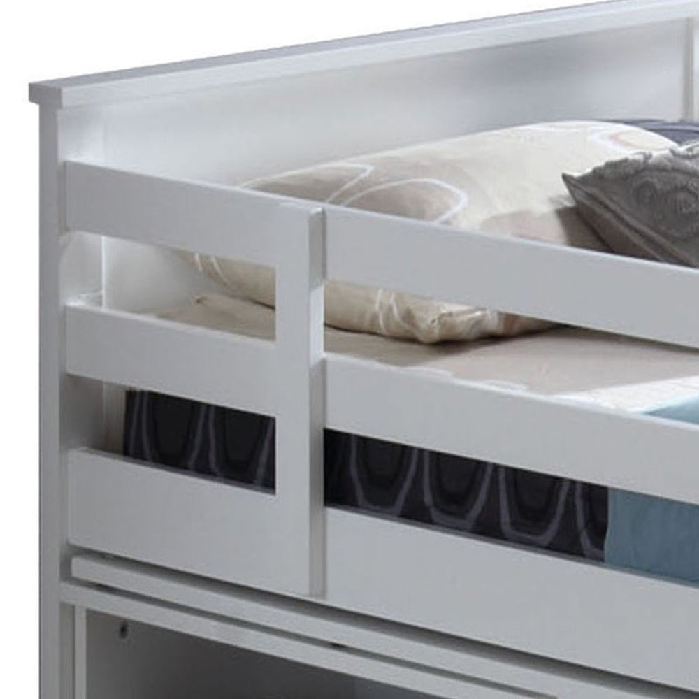 White Twin Loft Bed with Built-in Desk and Chest