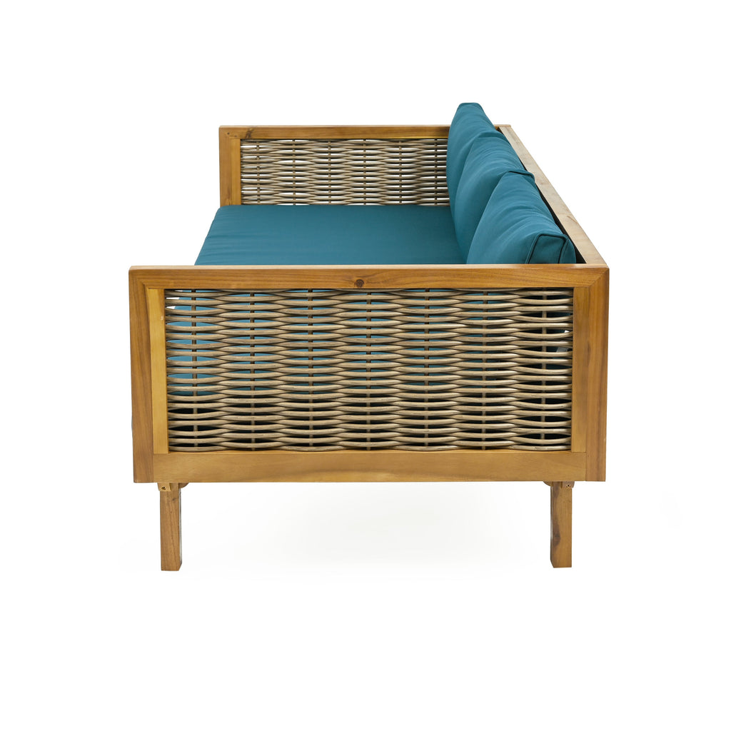 PATIO FURNITRE SETS : CLAREMONT 3 SEATER DAYBED + ACACIA WOOD TABLE