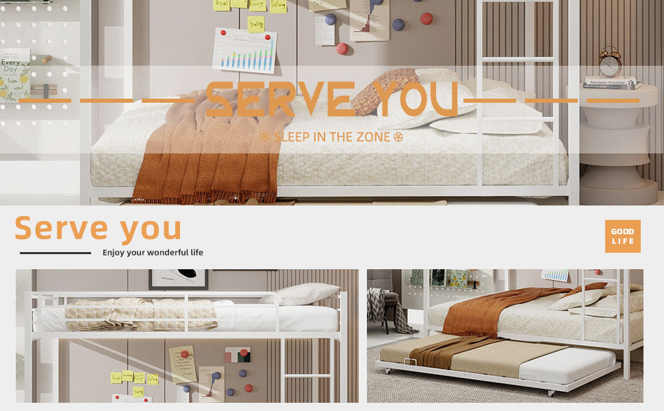 Durable Square Tube Iron Bunk Bed Featuring Safety Rails, Modern Minimalist Look, Ideal for Kids Room, Guest Room or Shared Space, Easy Assembly & Long - Lasting Performance-Queen size: 153cm*203cm