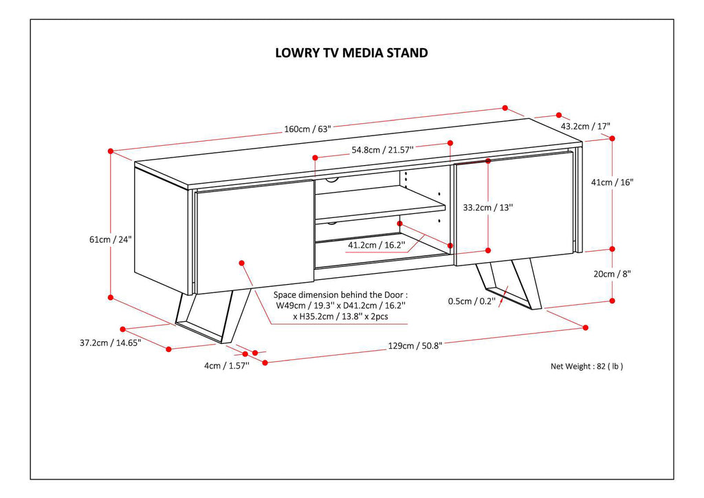 Lowry - TV Media Stand - White