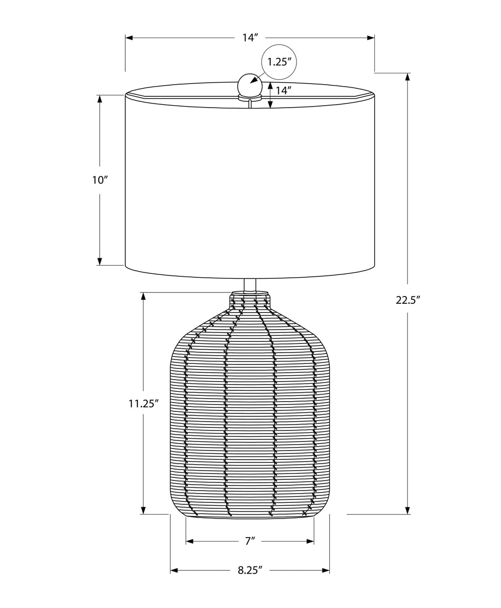 Lighting, 23'h, Table Lamp, Brown Rattan, Beige Shade, Modern