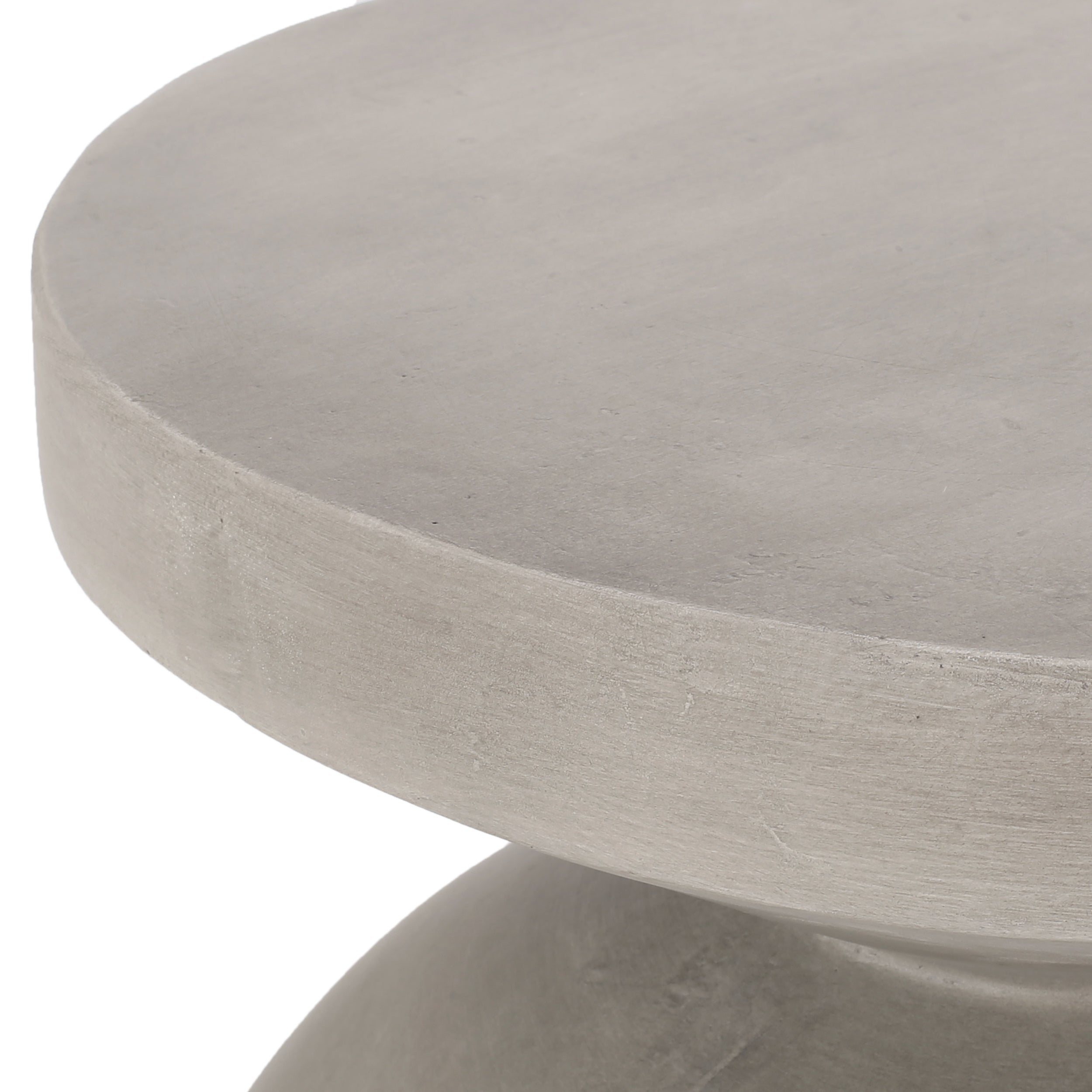 Modern End Table with Pedestal Base in Natural Magnesium Oxide, 17.25' x 17.25' x 26.50'