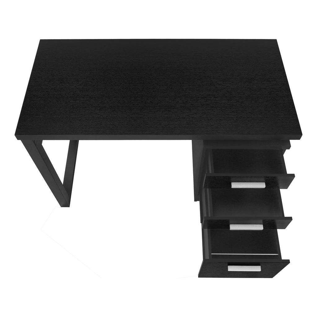 Computer Desk, Home Office, Laptop, Left, Right Set-up, Storage Drawers, 48'l, Work, Black Laminate, Contemporary, Modern