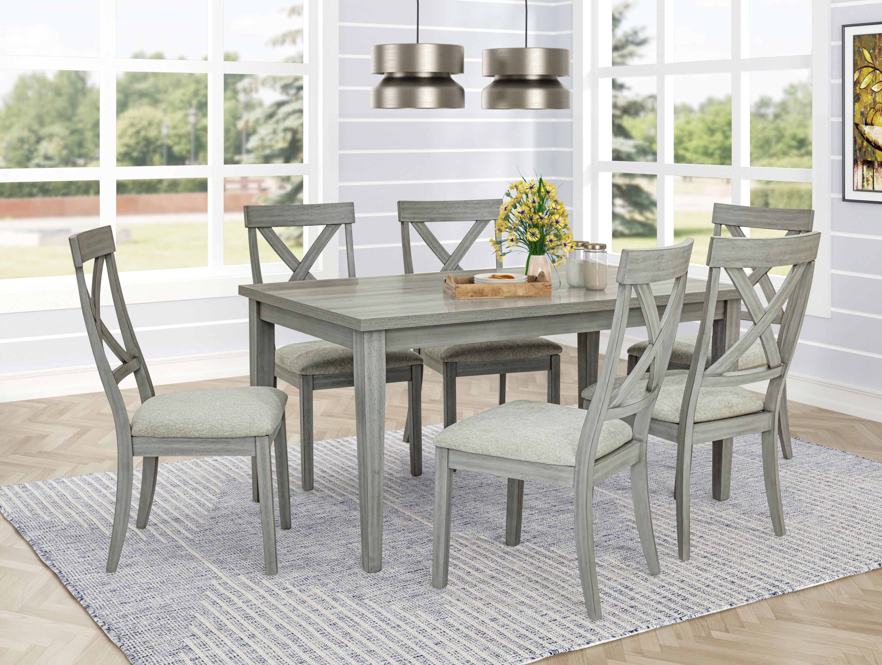 1pc Gray Color Rectangular Shape Table Dining Room Wooden Furniture