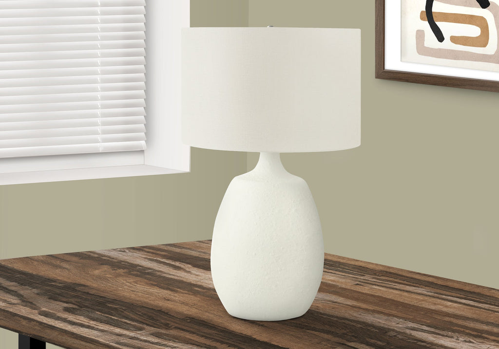 Lighting, 26'h, Table Lamp, Ivory / Cream Shade, Cream Resin, Contemporary