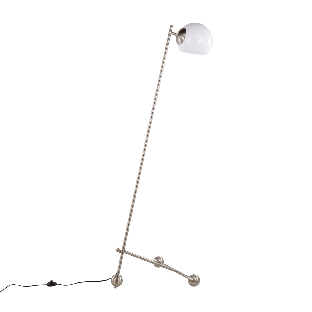 Eileen Contemporary Floor Lamp in Brushed Nickel with White Plastic Shade by LumiSource
