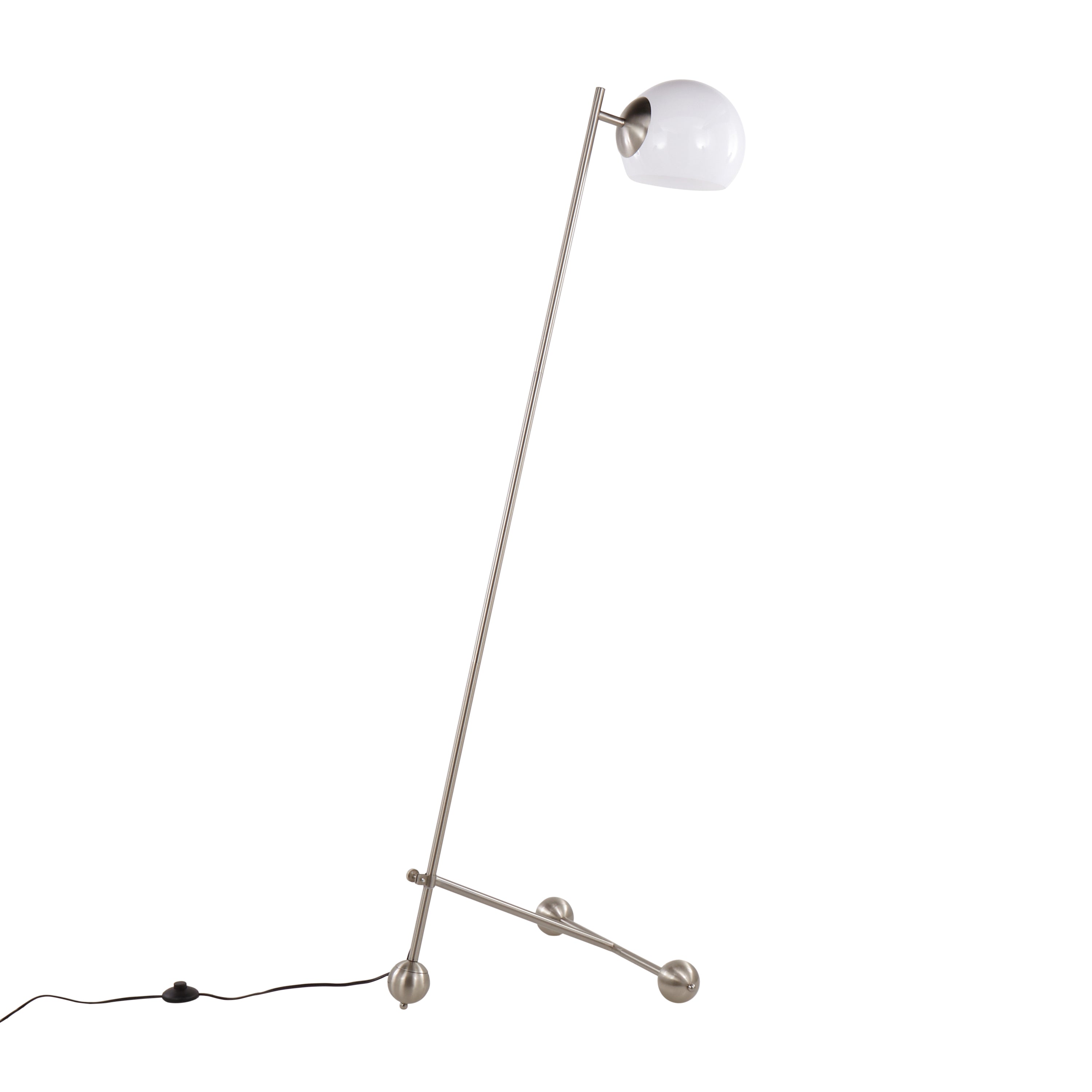 Eileen Contemporary Floor Lamp in Brushed Nickel with White Plastic Shade by LumiSource