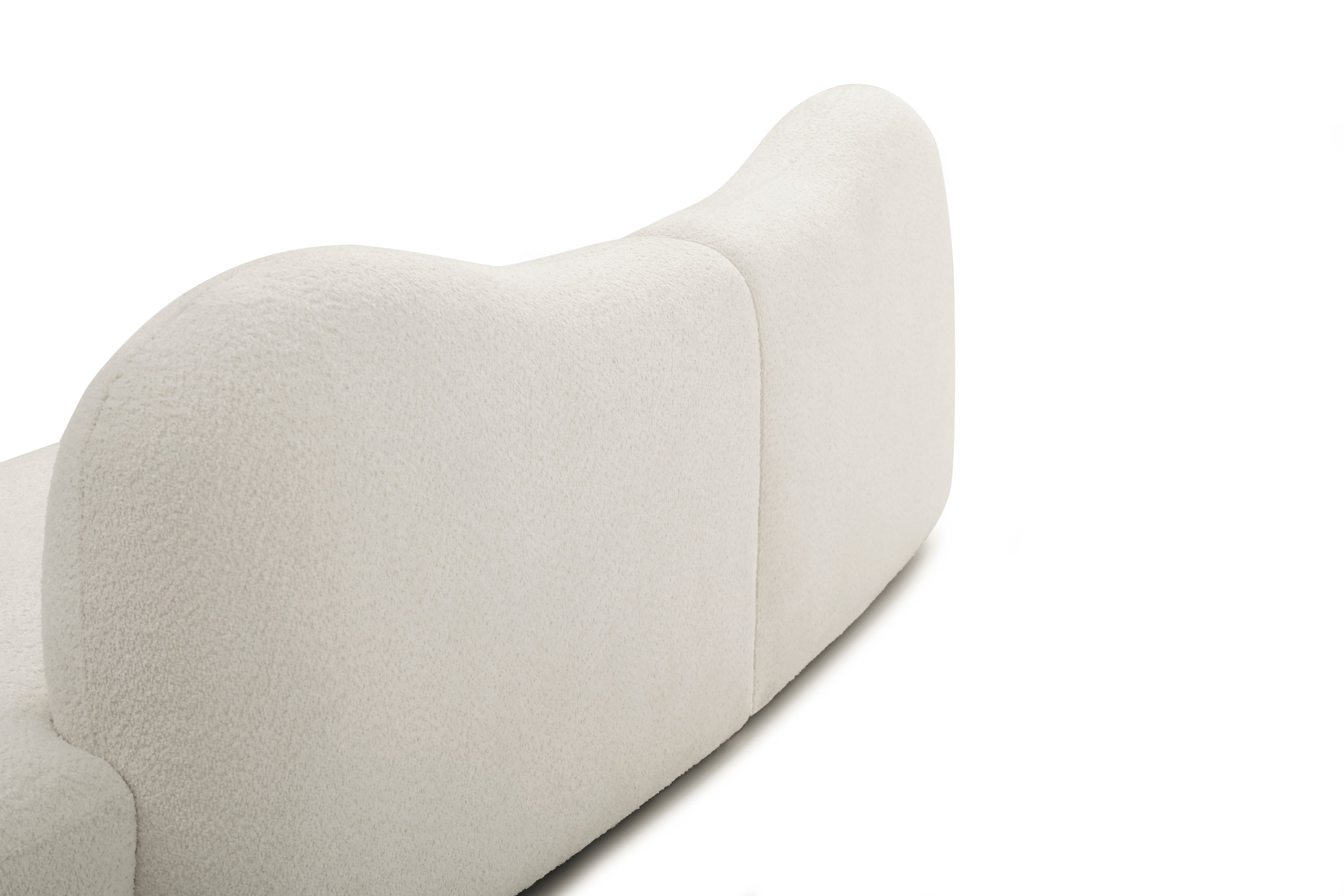 Modern Curved Modular Sofa, Suitable for Living Rooms and Bedrooms With Boucle 3-Seat Sofa, White Color, Curved Backrest, 2 Pillows, Easy to Assemble