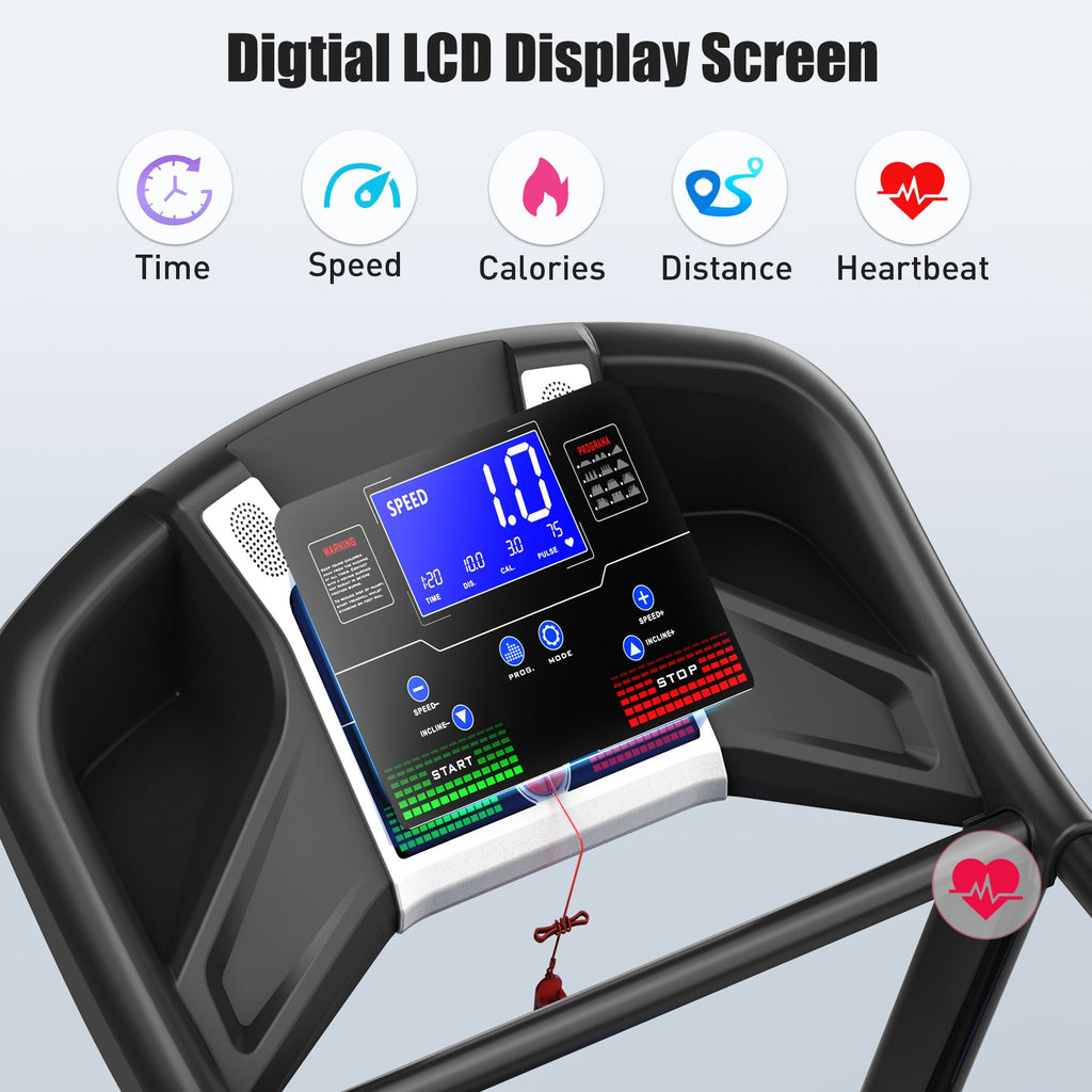 Treadmills for Home, Electric Treadmill with  Automatic Incline, Foldable 3.5HP Workout Running Machine Walking, Double Running Board Shock Absorption Pulse Sensor Bluetooth Speaker APP FITSHOW.