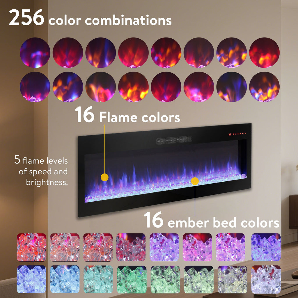 70 inch Fireplace TV Stand for TVs up to 70',with 60'smart Electric Fireplace,white