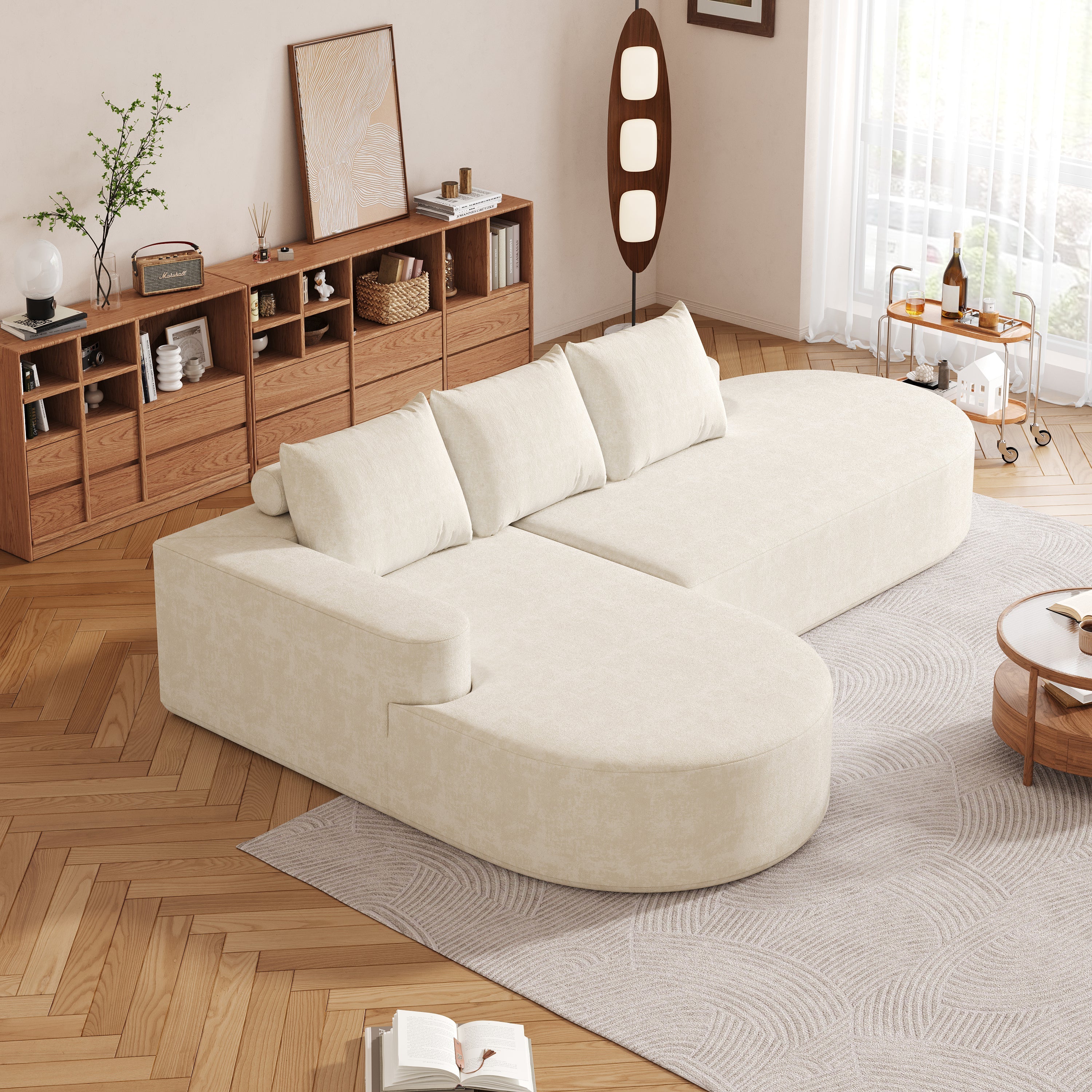 Modern Curved sofa ,Chenille Upholstered Sectional Sofa Couch Set,Modular 108.5' L Shaped Sectional Living Room Sofa Set With 3 Pillows,Free Combination Sofa Couch for Living Room,Bedroom
