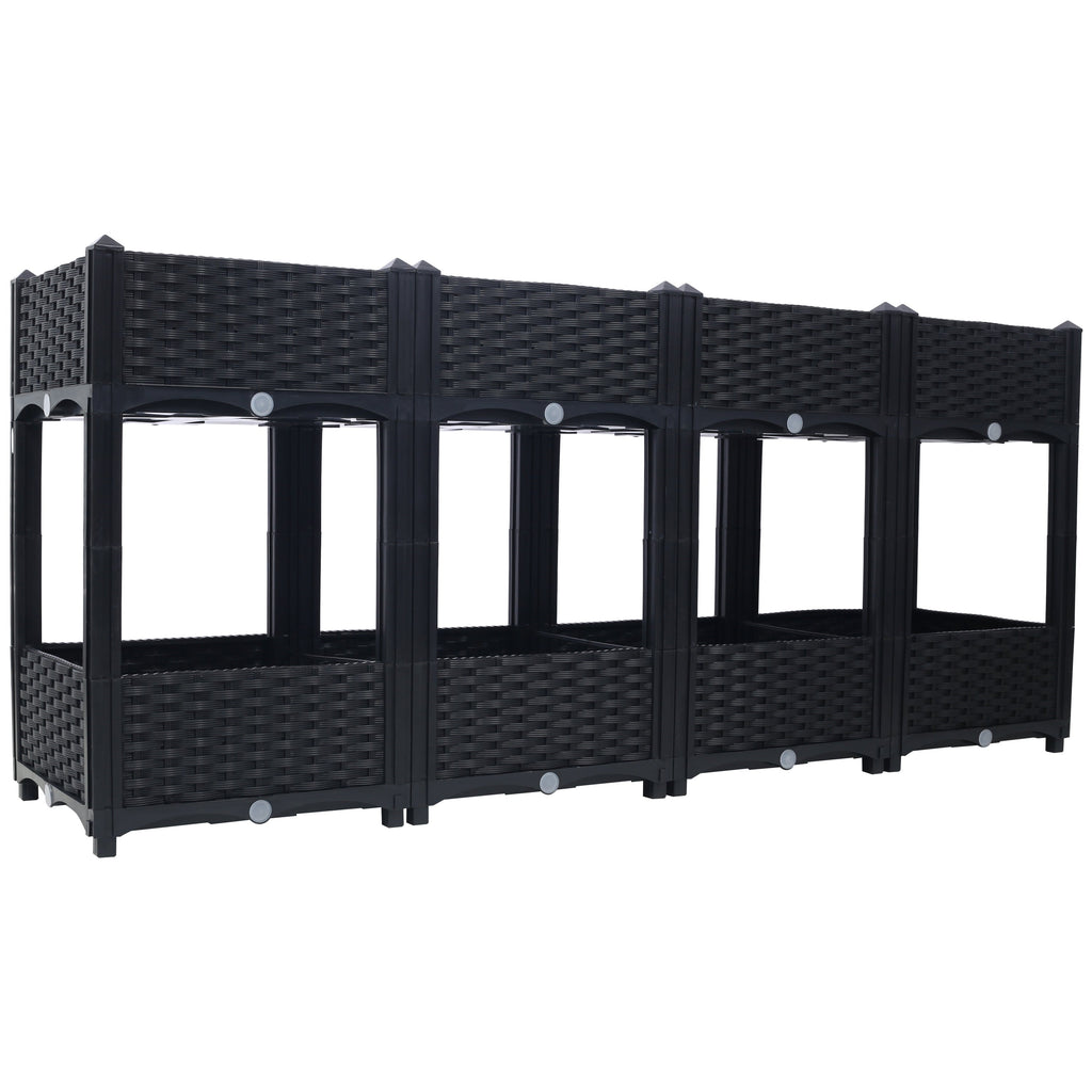 Planter Raised Beds - Elevated Planter Garden Box with Drainage Plug Raised Garden Beds for Vegetable/Flower/Herb Outdoor Standing Planter Beds Gardening Kit,Black,63'x15.7'x27.7'