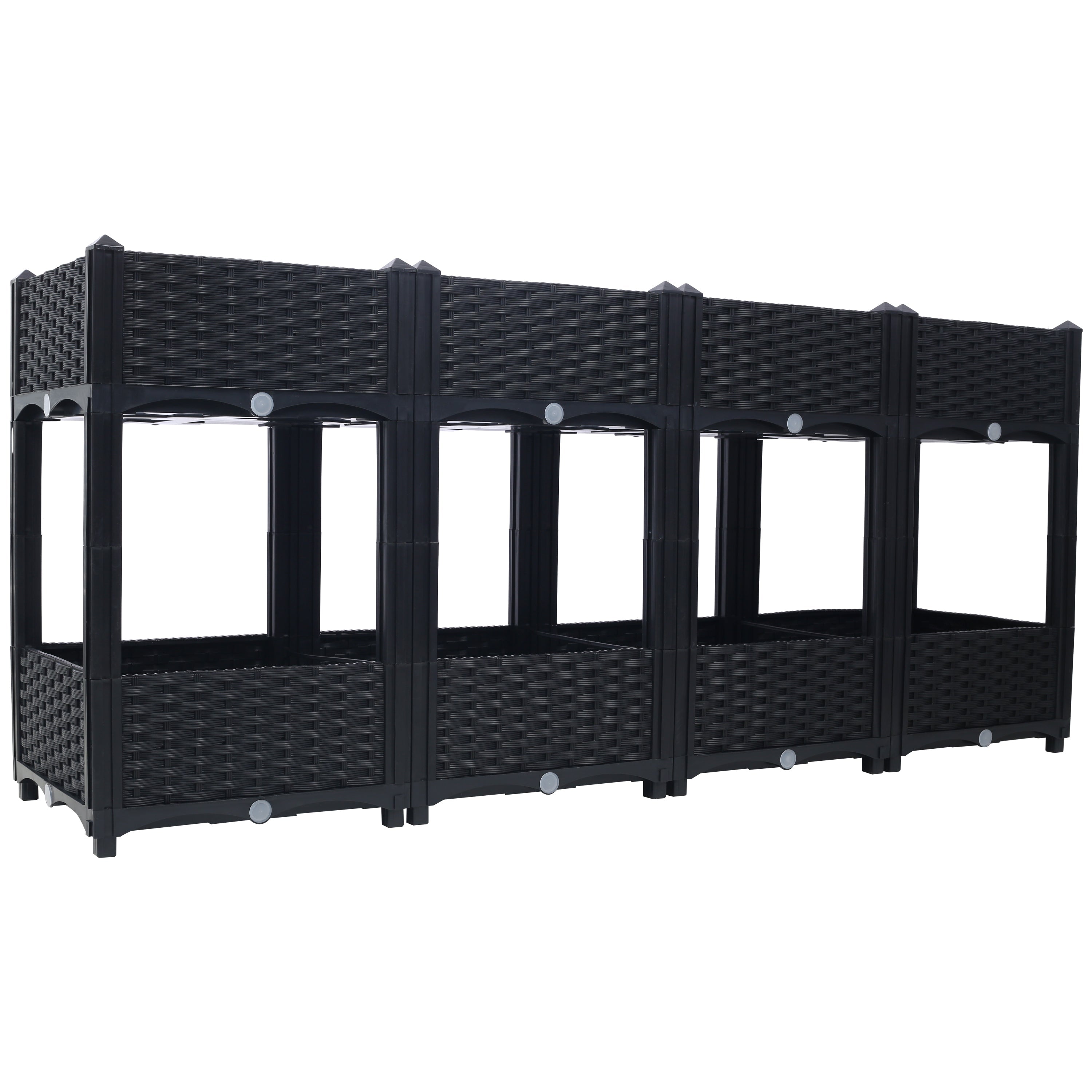 Planter Raised Beds - Elevated Planter Garden Box with Drainage Plug Raised Garden Beds for Vegetable/Flower/Herb Outdoor Standing Planter Beds Gardening Kit,Black,63'x15.7'x27.7'