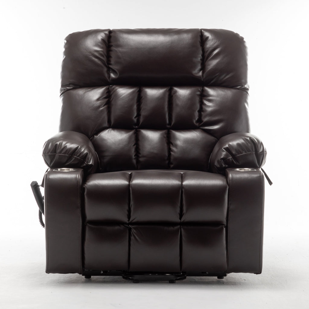Lift Chair for Big and Tall Person with Inconvenient Legs: High Density Foam Lift Sofa with Heat and Massage, 2 Pockets, 2 Cup Holder, 2 Remote, OKIN Motor