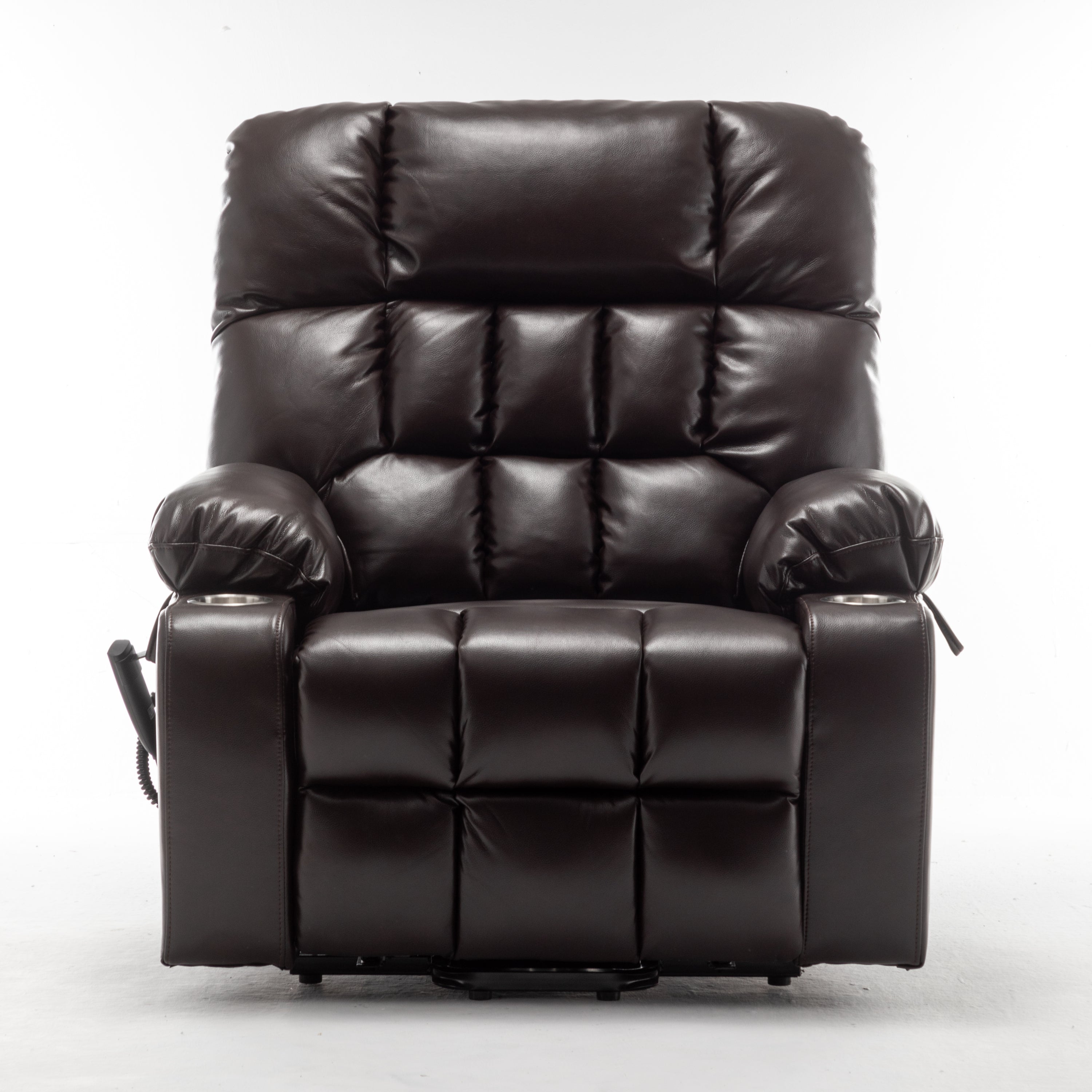 Lift Chair for Big and Tall Person with Inconvenient Legs: High Density Foam Lift Sofa with Heat and Massage, 2 Pockets, 2 Cup Holder, 2 Remote, OKIN Motor