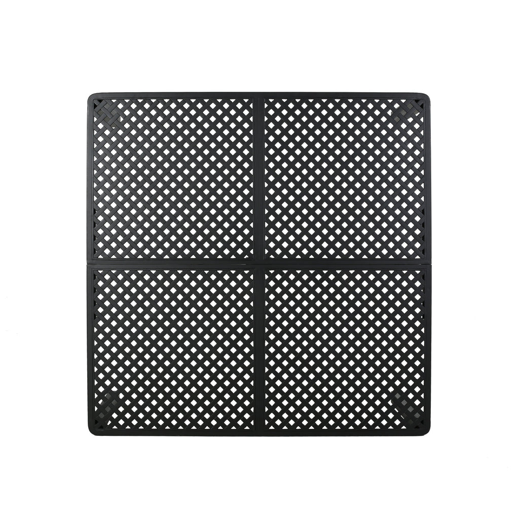 Modern Outdoor Dining Table with Woven Accents in Antique Matte Black Aluminum
