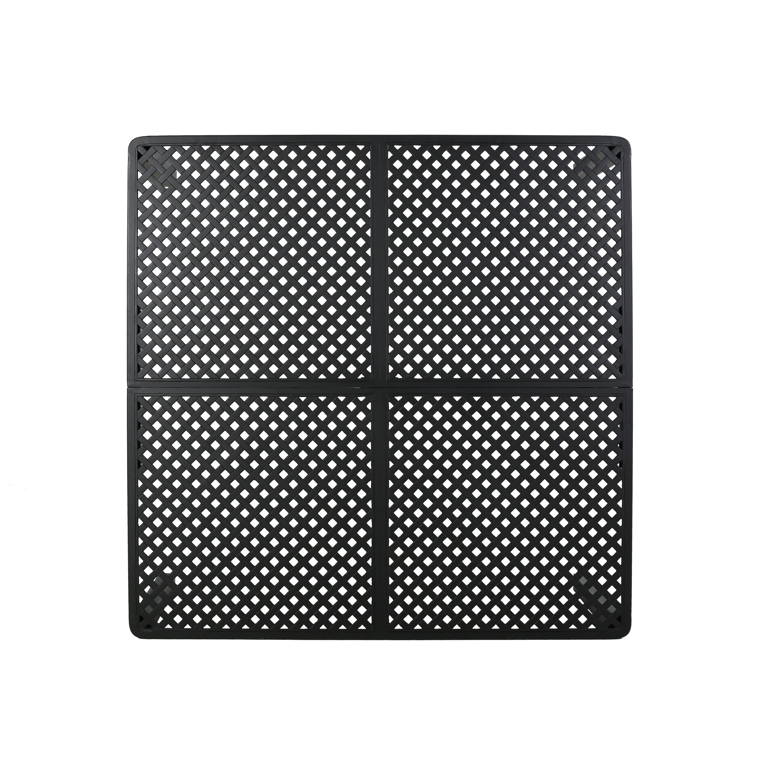 Modern Outdoor Dining Table with Woven Accents in Antique Matte Black Aluminum