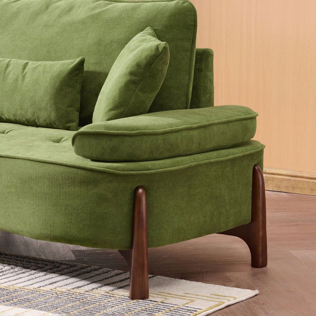 Cloud Velvet Deep Seated Sofa with Pillows, Green, Foam, 103 Inch