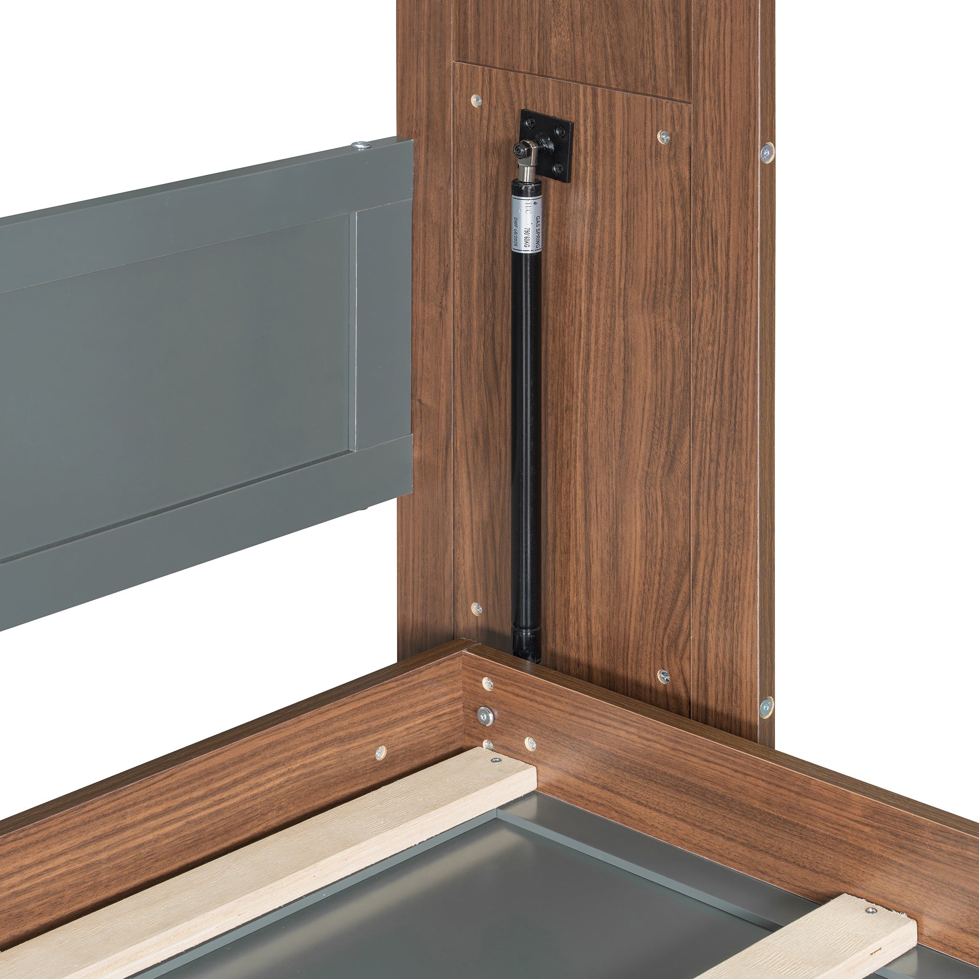 Full Size Murphy Bed with Foldable Desk – Space Saving Wall Bed - Walnut & Gray
