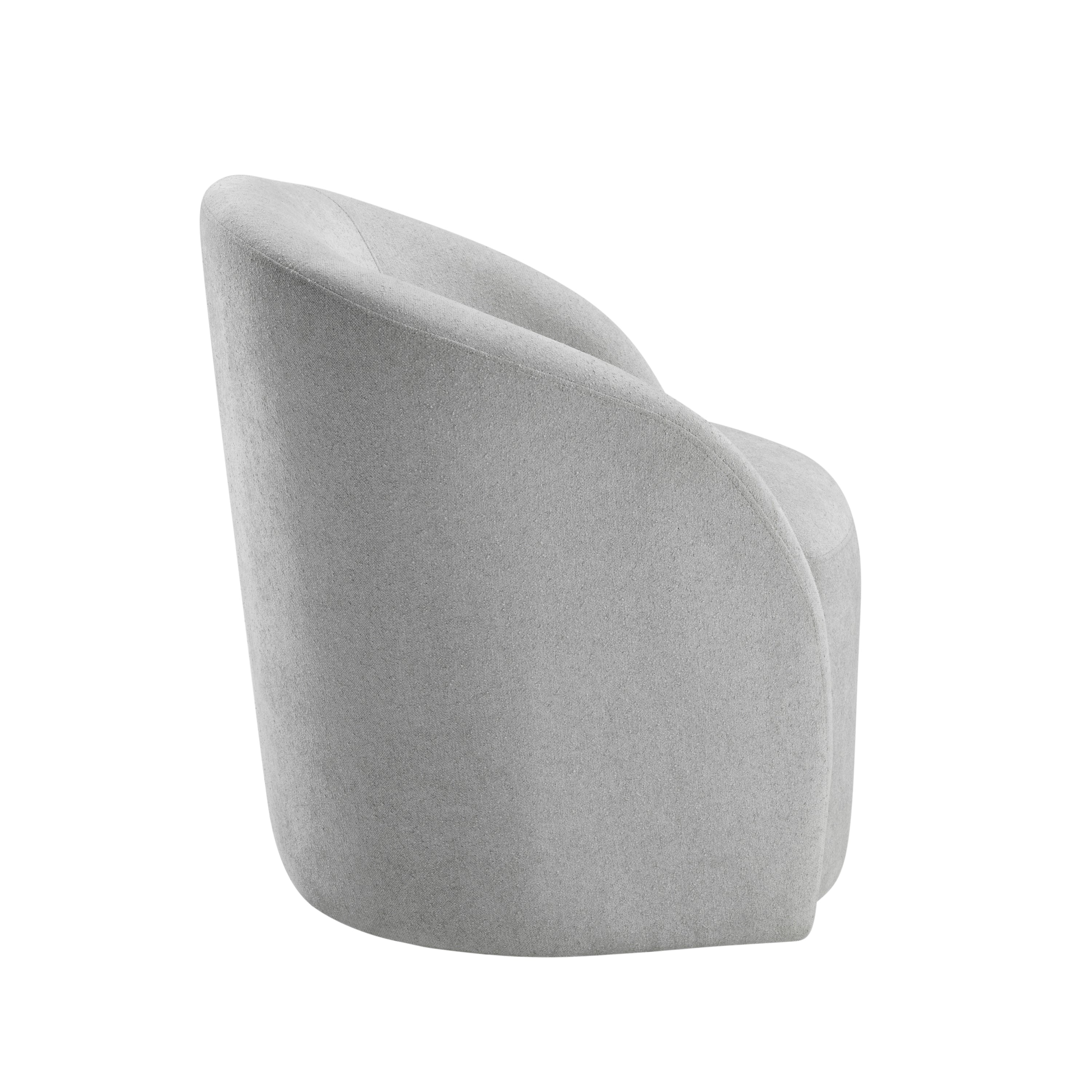 Light Gray Boucle Swivel Barrel Chair 1pc Solid Wood Durable Contemporary Living Room Furniture Luxurious Accent Seating