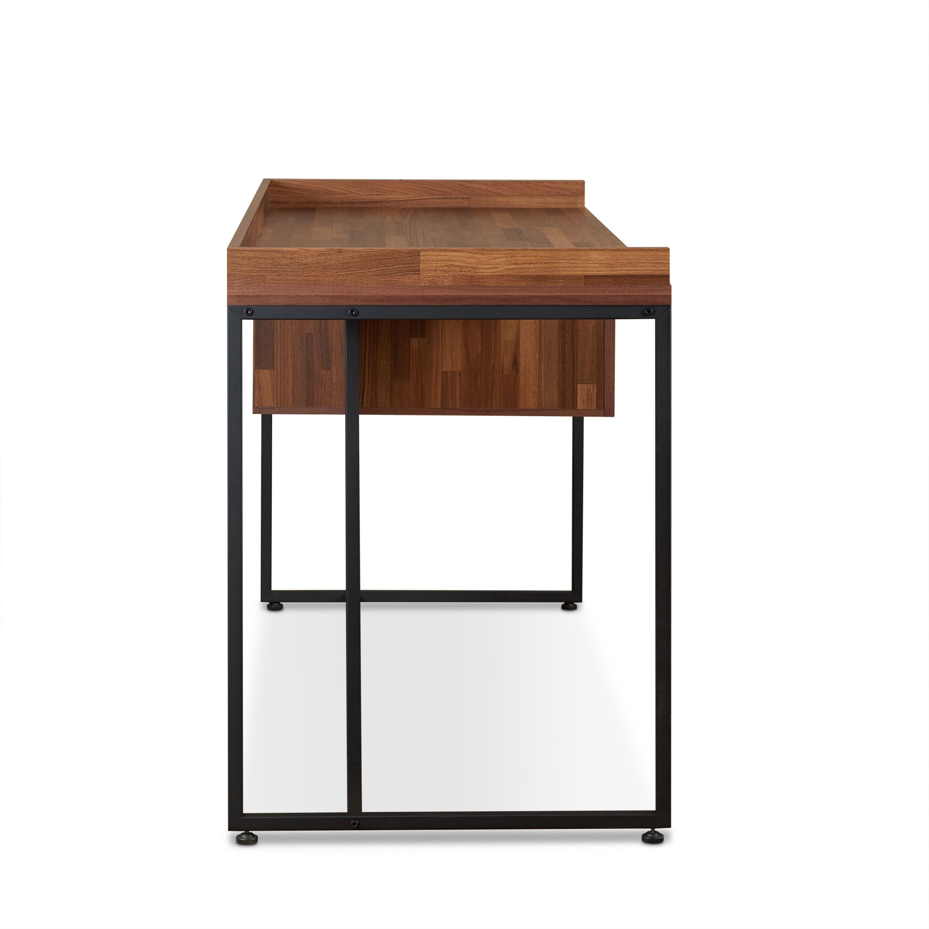 Walnut and Sandy Black 1-Drawer Writing Desk
