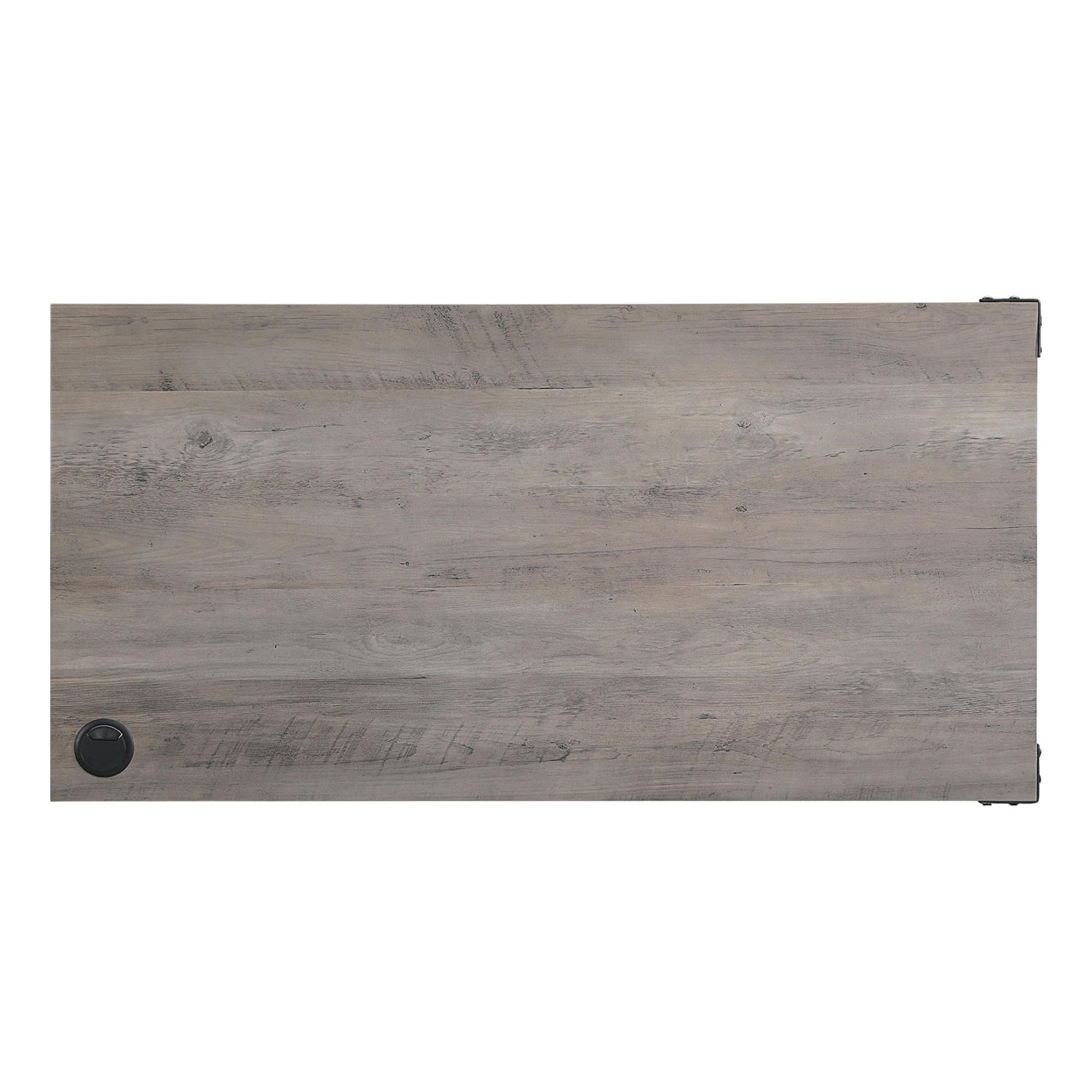 L-Shape Writing Desk with Side Cabinet, Gray Oak and Black