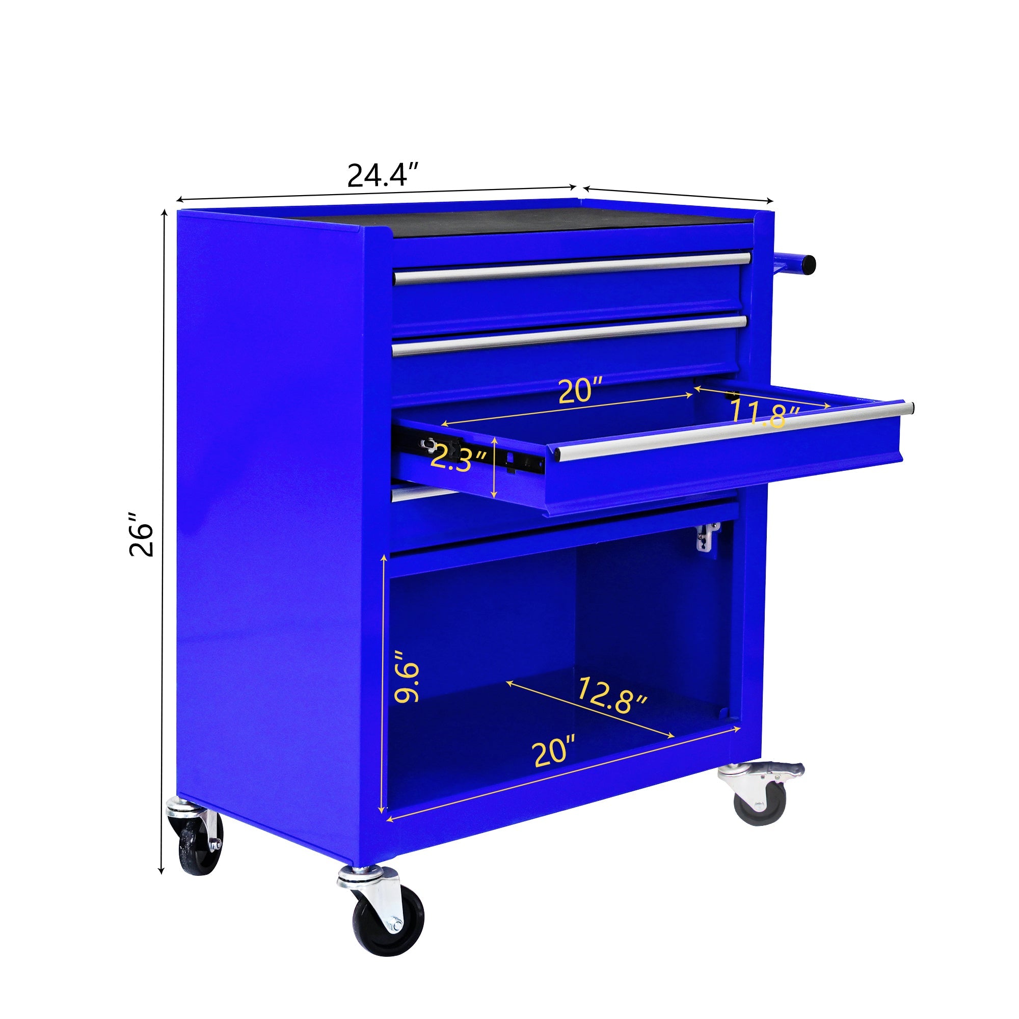 4 Drawers Multifunctional Tool Cart With Wheels-Blue