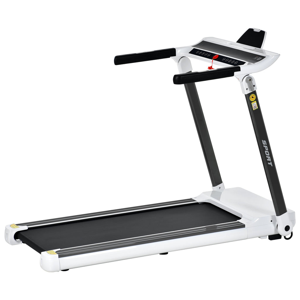 FITIME Portable Compact Treadmill with Electric Motorized 3.5HP, Bluetooth Speaker, White Metal, Medium Size