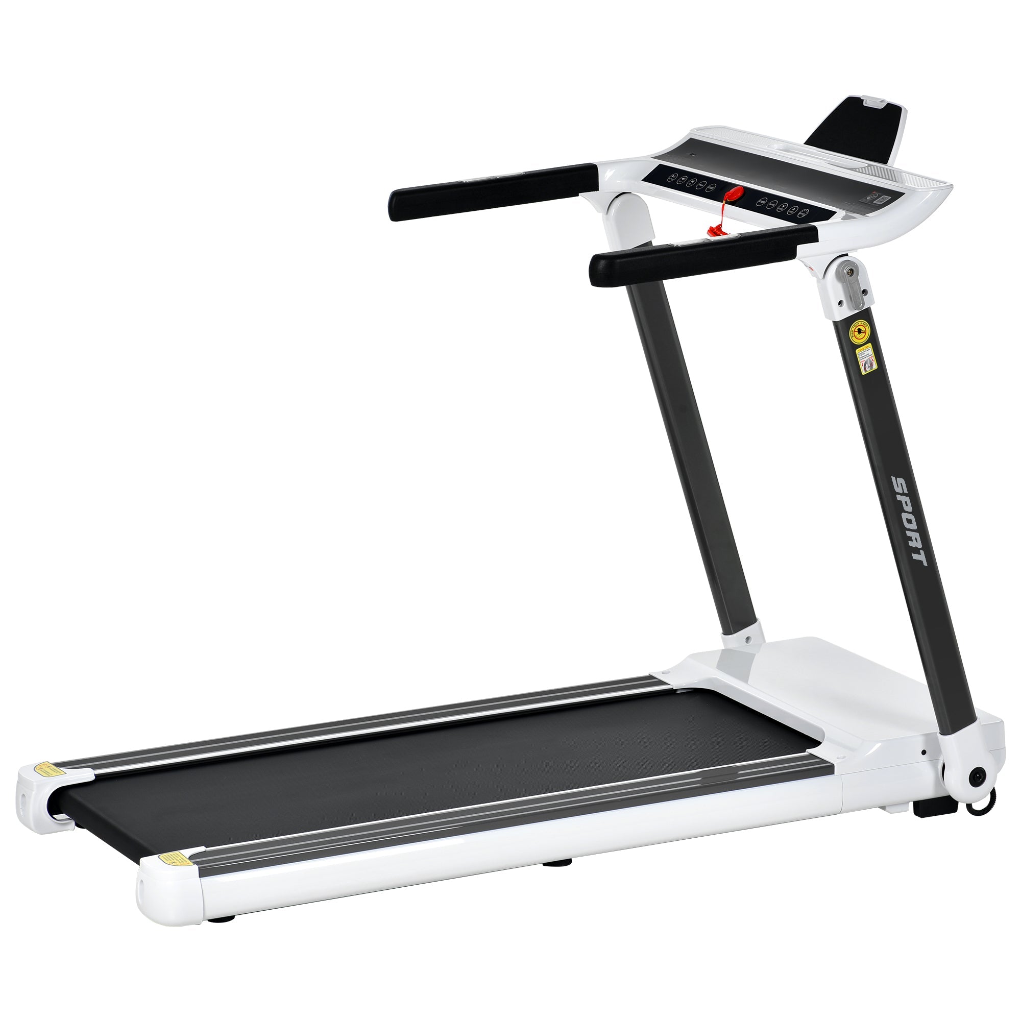 FITIME Portable Compact Treadmill with Electric Motorized 3.5HP, Bluetooth Speaker, White Metal, Medium Size