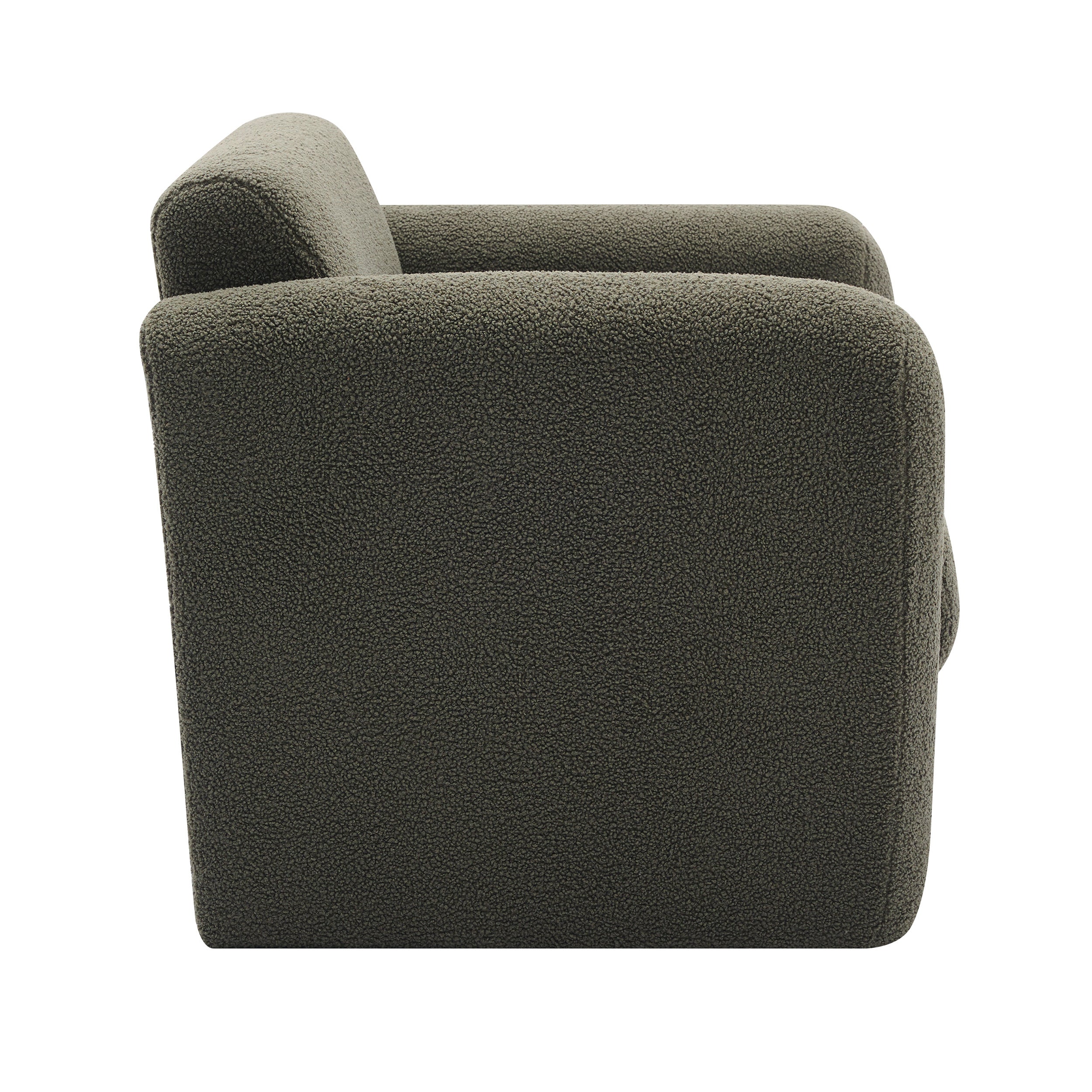 Modern Accent Chair Lambskin Sherpa Fabric Upholstered Comfy Reading Arm Chair Seaweed Green