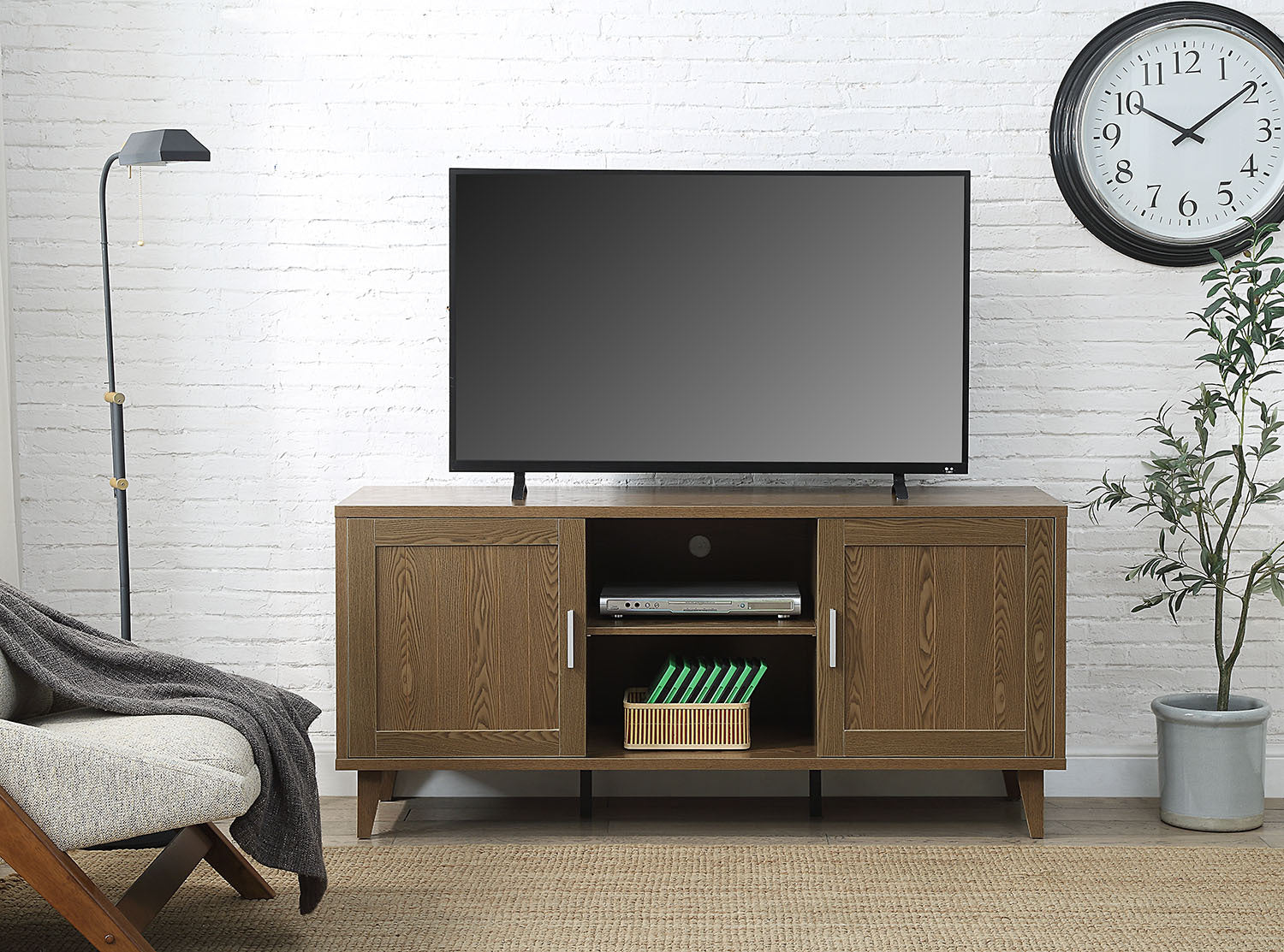 Modern 60 Inch TV Stand for TVs up to 65 inches, Classic Walnut Finish