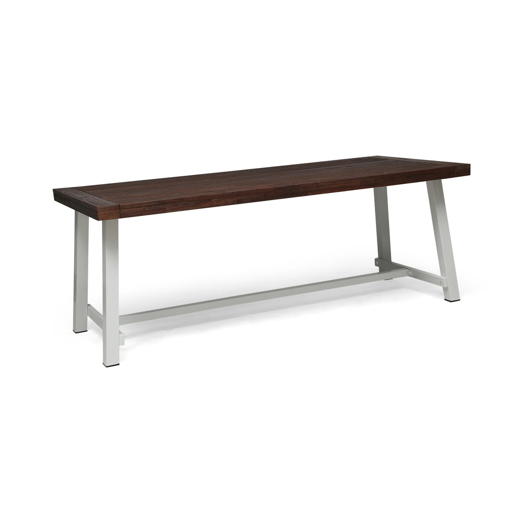 Equilibrium Outdoor Dining Table with Slat Top, Dark Brown