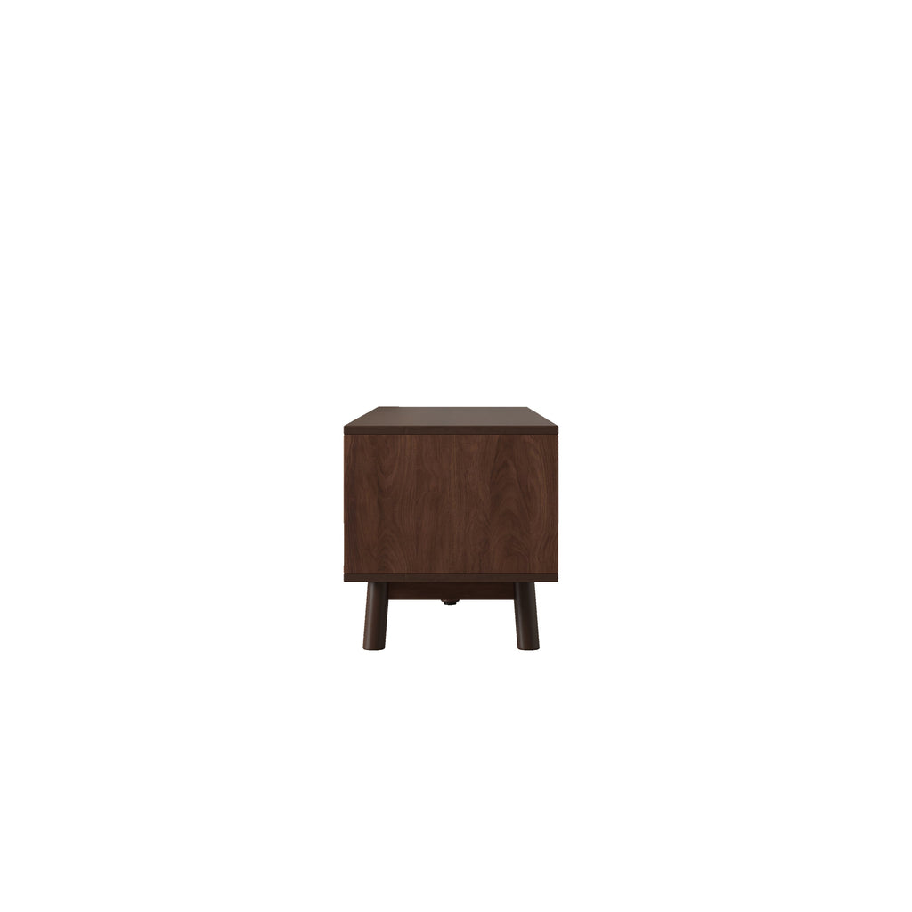 Mid Century Modern TV Stand for 80' TVs, Entertainment Center with Sliding Doors and Drawers, TV Table with Storage for Living Room, Bedroom