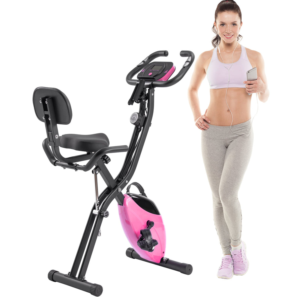 Exercise Bike,Workout Bikes for Home,Folding Stationary Bikes for Home with 16-Level Magnetic Resistance, 300LBS Capacity X-Bike Indoor Exercise Equipment with Heart Rate Sensor & LCD Monitor