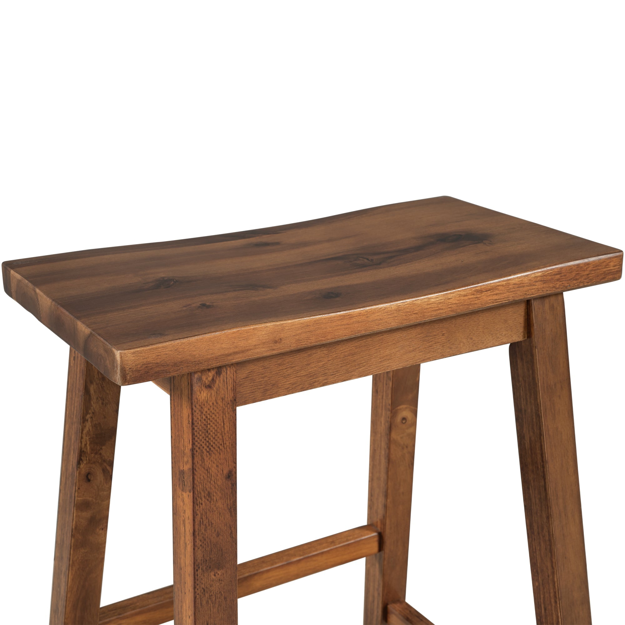 TOPMAX Rustic 3-piece Stationary Kitchen Island Set with Butcher Block and Seating, Walnut and Cream White