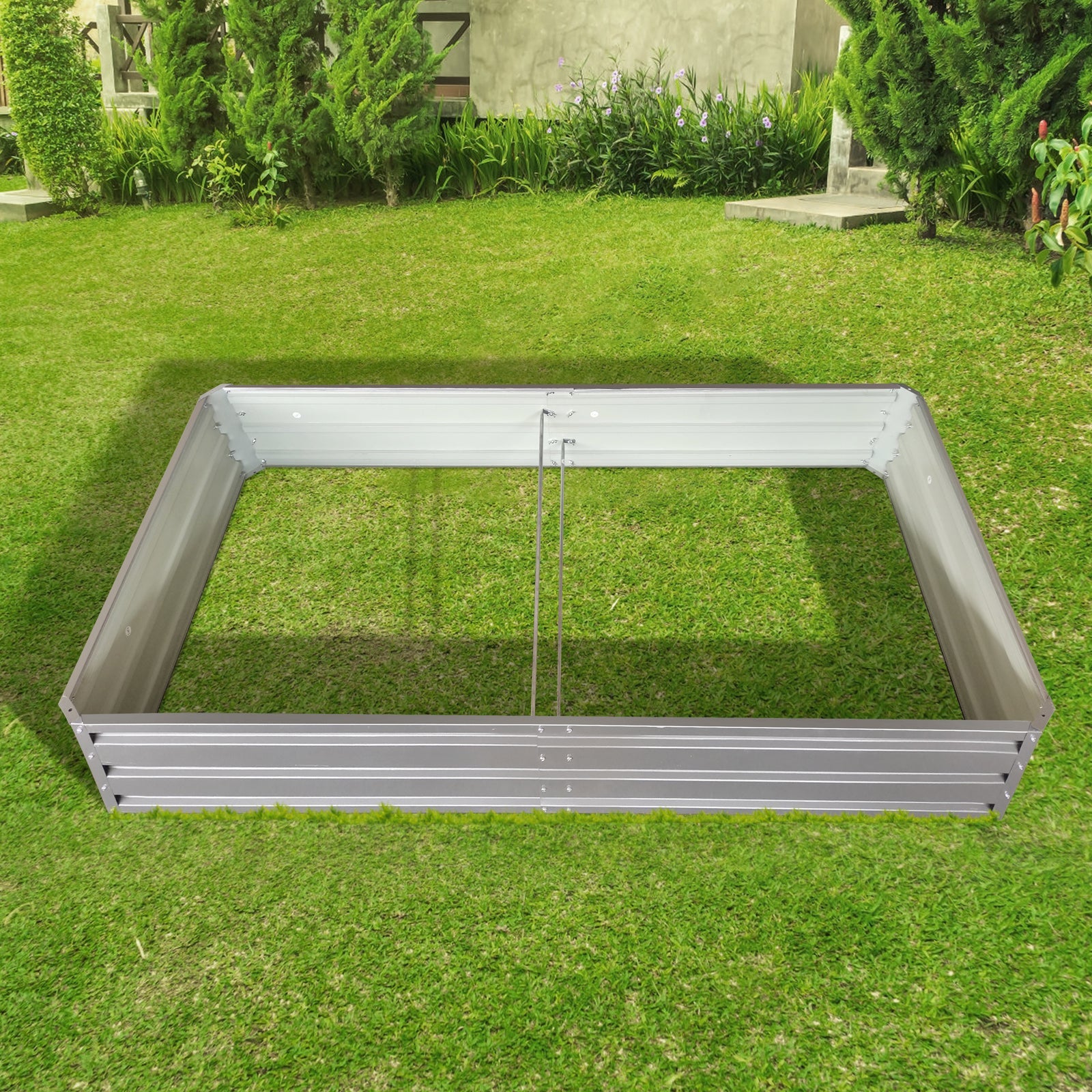 6x 3 x 1 ft (1 pack) Metal Garden Bed,Outdoor Planter Box Metal Patio Kit Planting Bed for Vegetables Flowers Herb,Grey