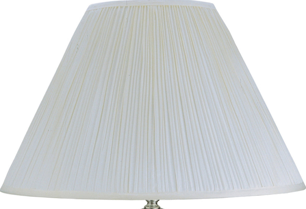 1pc Elegant Crafted Table Lamp Glossy Ivory Base Contrasting Metallic Details Pleated Shade Modern Look Porcelain Rotary Switch, 100WATT