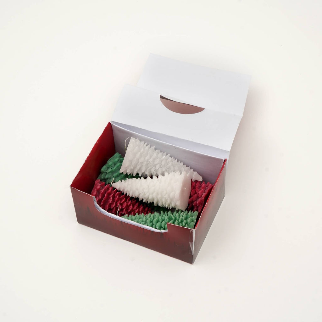 Holiday Luster Candle Box (Green, Red & White) - 6 Pcs