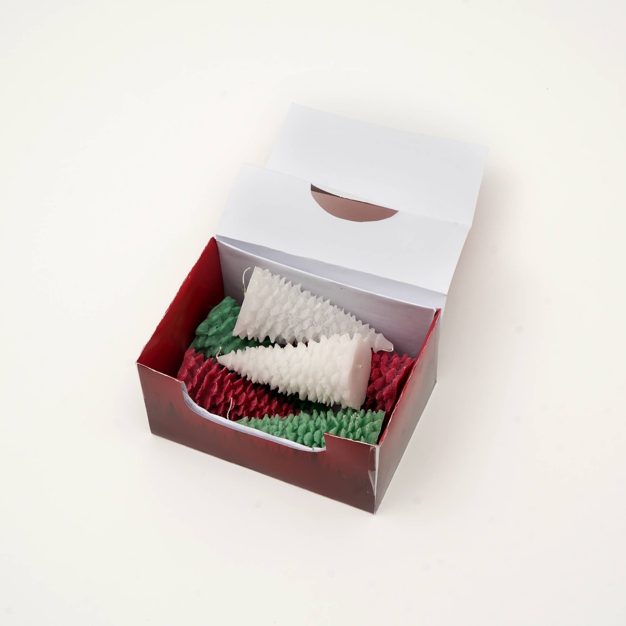 Holiday Luster Candle Box (Green, Red & White) - 6 Pcs