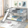 Full over Full Bunk Bed with Convertible Slide and Ladder, Gray(Old SKU: GX000708AAE)