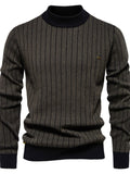 Mock Neck Contrast Striped Sweater