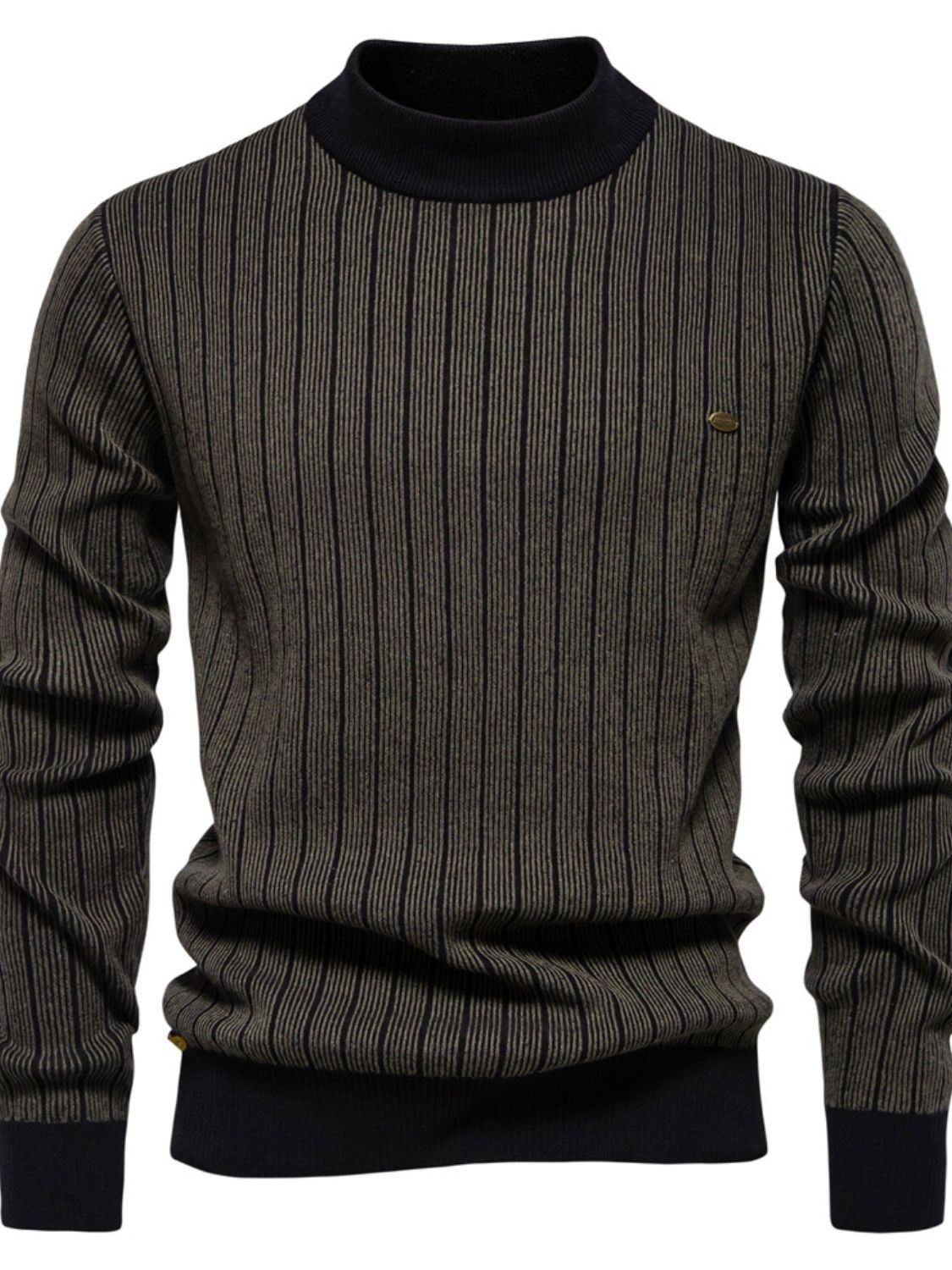 Mock Neck Contrast Striped Sweater