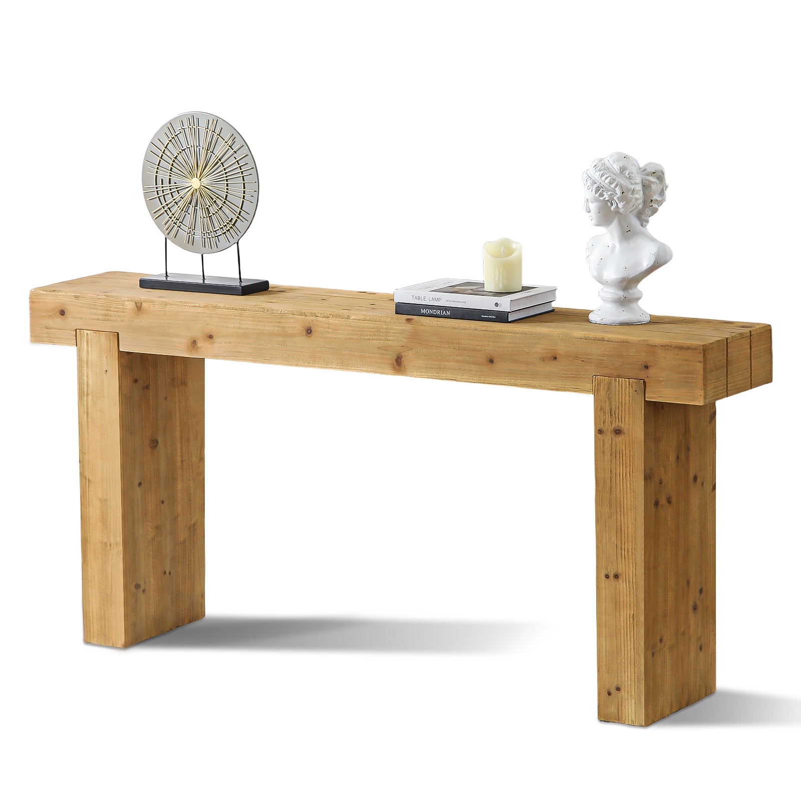63' Solid Wood Console Table – Rustic Farmhouse Sofa Table for Entryway, Hallway, or Behind Couch, Narrow Rectangular Design
