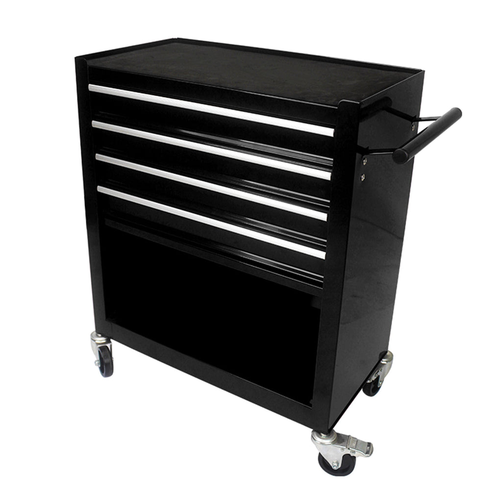 4 DRAWERS MULTIFUNCTIONAL TOOL CART WITH WHEELS-BLACK