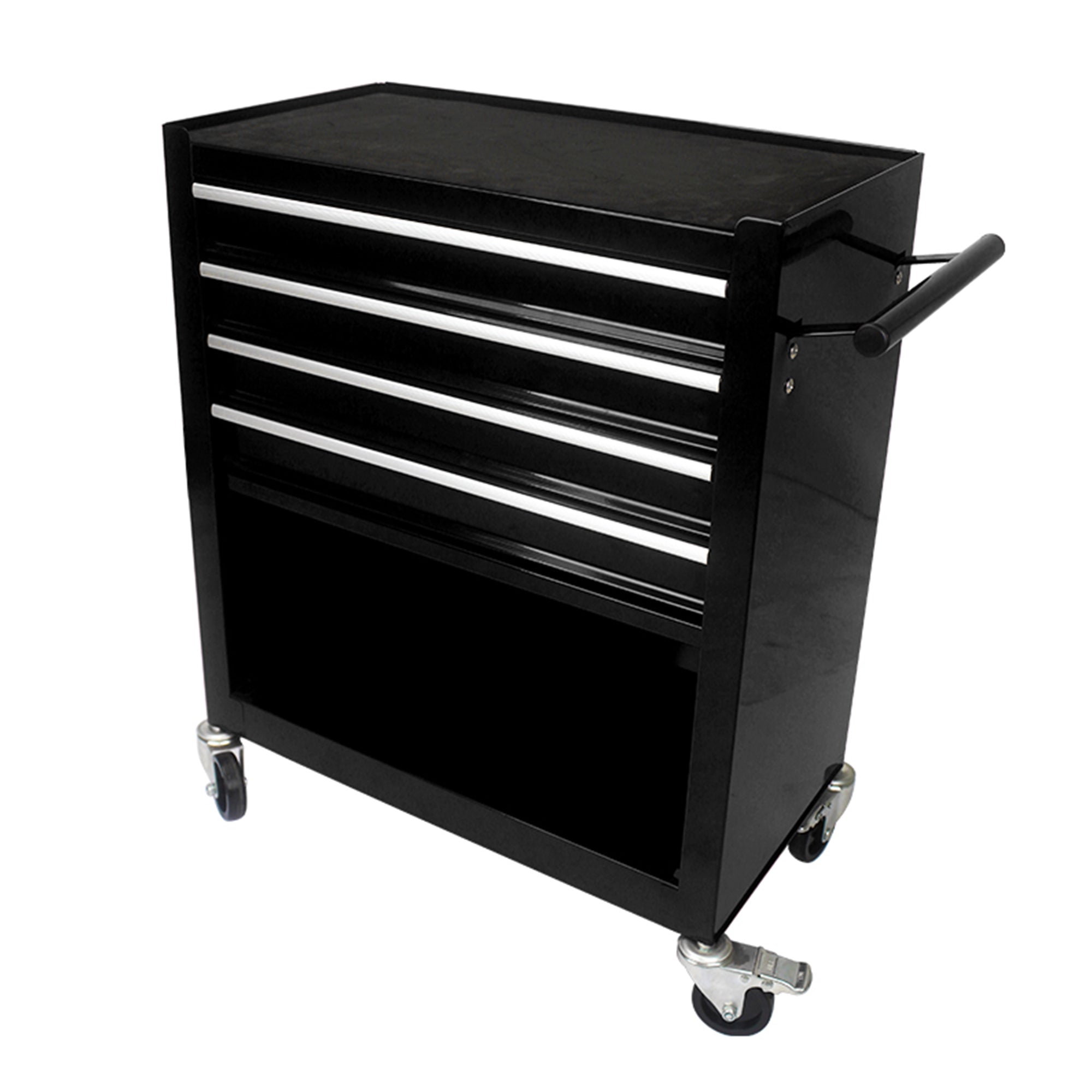 4 DRAWERS MULTIFUNCTIONAL TOOL CART WITH WHEELS-BLACK