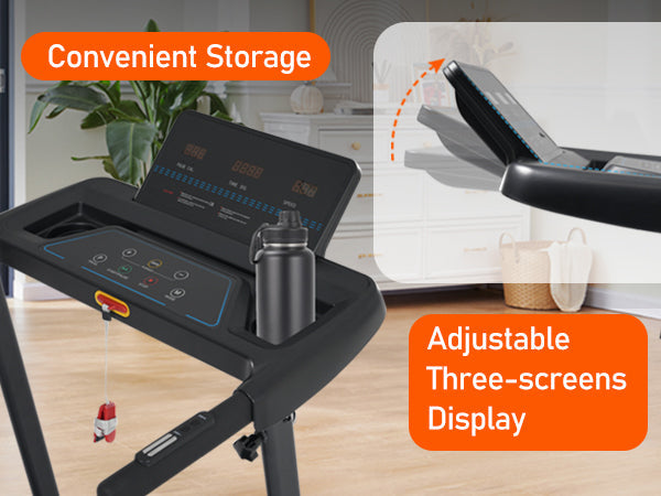 Folding Treadmills for Home Small, 3.0HP Portable Treadmill with 8% Incline,10MPH Walking Pad with Incline, 300 LBS Walking Pad Treadmills with Bluetooth, Heart Rate Sensors,Charge Station
