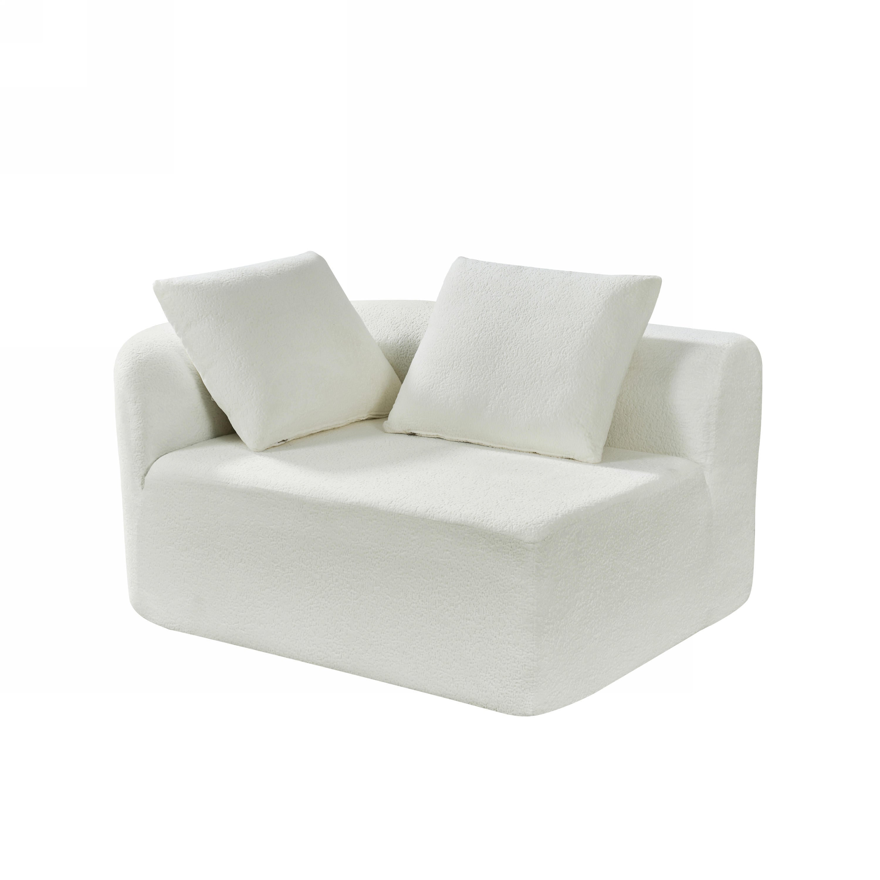 116' Modern Curved Sectional Sofa with High-Density Fully Compressed Sponge and Chaise Lounge, Pearl Upholstery, 2-Piece Set, Fully Assembled Right Hand Facing, Perfect for Living Room, Lounge