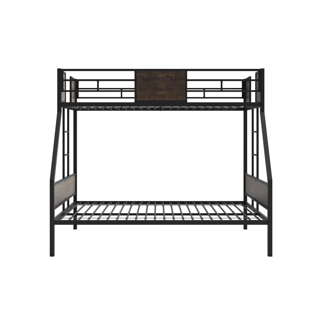Twin Over Full Bunk Beds with Trundle, Metal Bunk Bed Frame with Safety Guardrail and 2 Ladder for Kids,Sturdy Metal Frame and Protective Board Supports, No Box Spring Needed, Easy Assembly