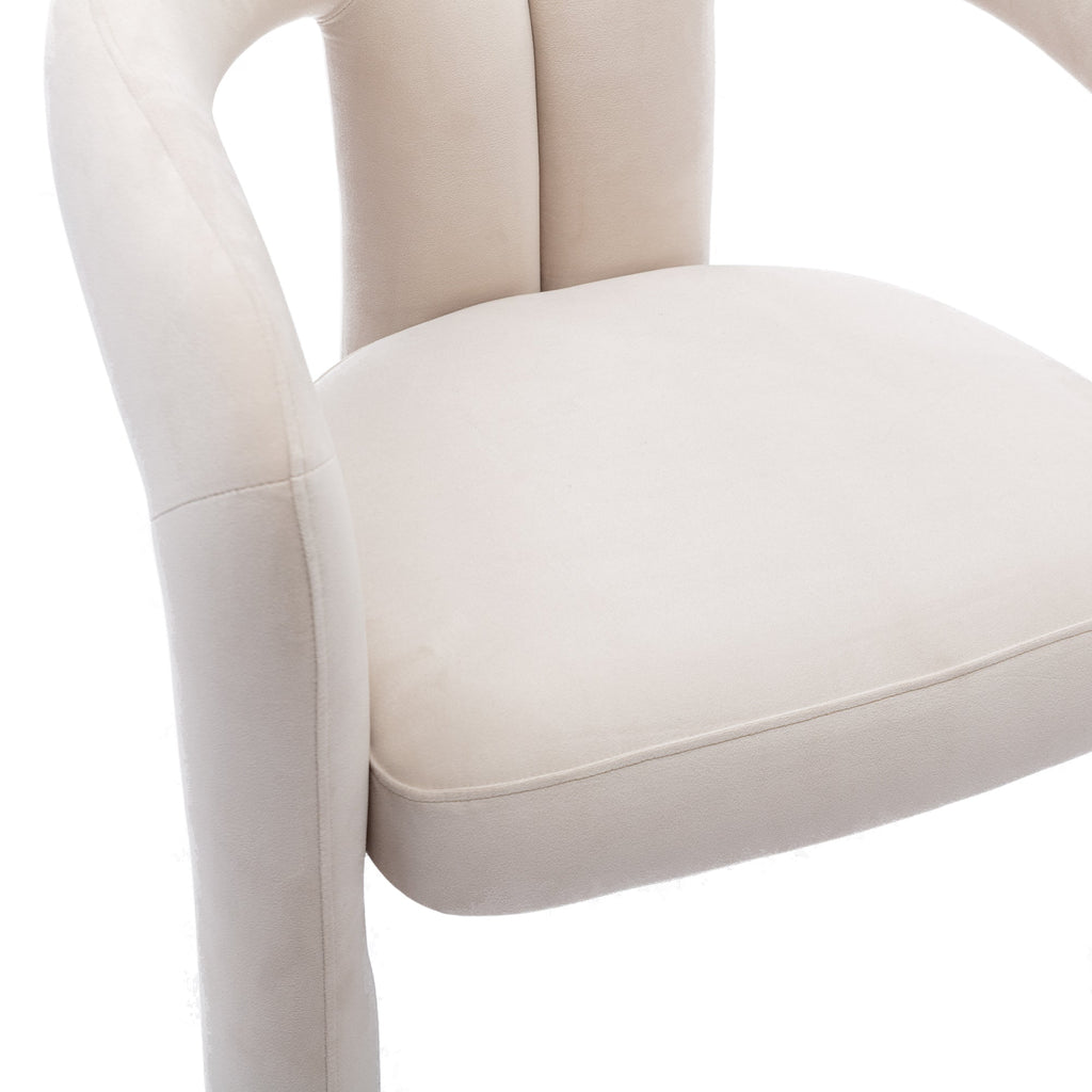 Contemporary Designed Velvet Fabric Upholstered Accent/Dining Chair /Barrel Side Chairs Kitchen Armchair for Living Room set of 2 (Beige Velvet)