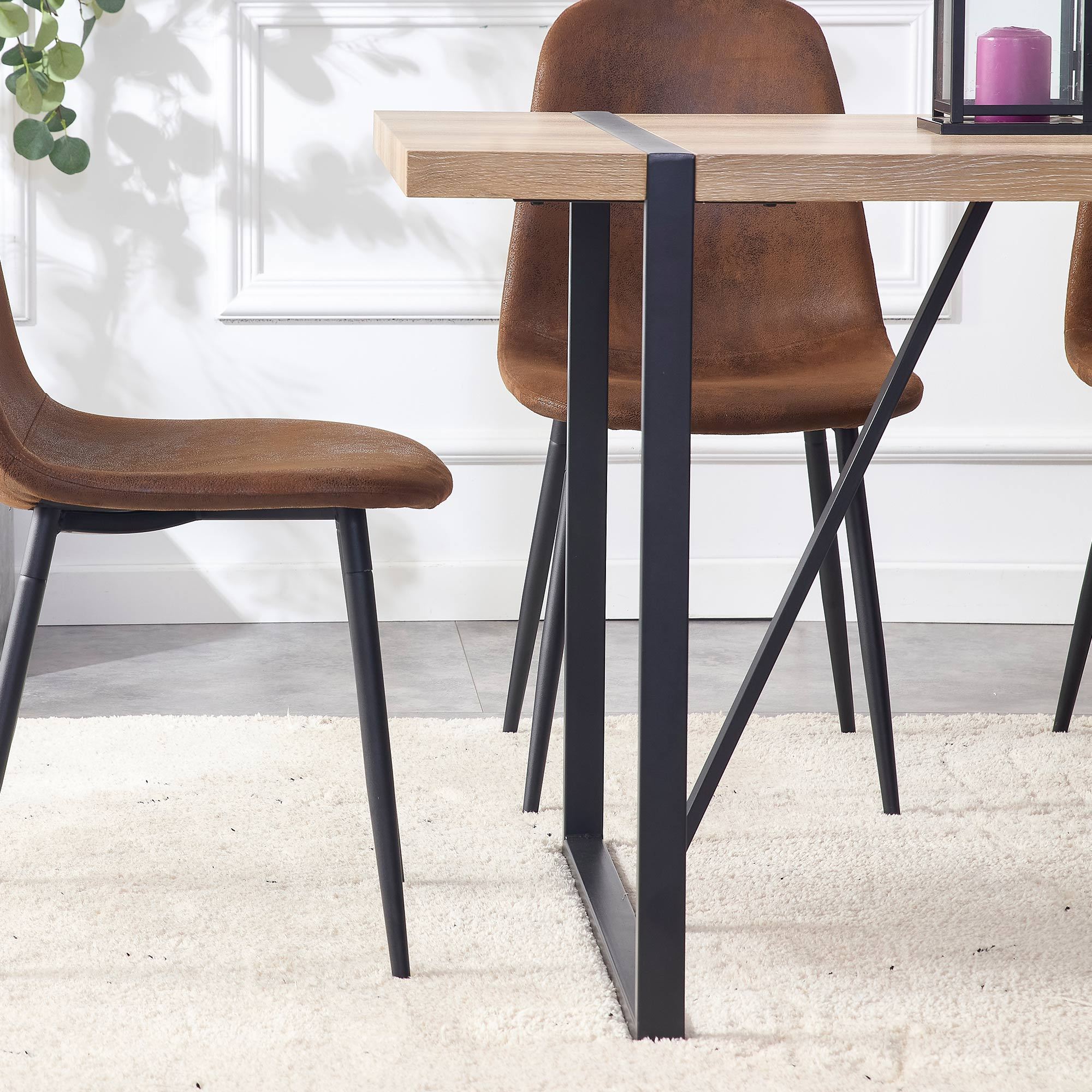 Rustic Industrial Rectangular Wood Dining Table For 4-6 Person, With 1.5' Thick Engineered Wood color Tabletop and Black Metal Legs,Desk For Kitchen Dining Living Room, 55.1' x 31.4'x 29.9'1529W115172